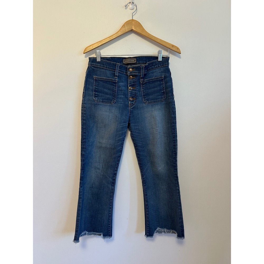 J. Crew Point Sur Demi Boot Button Fly Front Patch Pocket Jeans | Size 30P